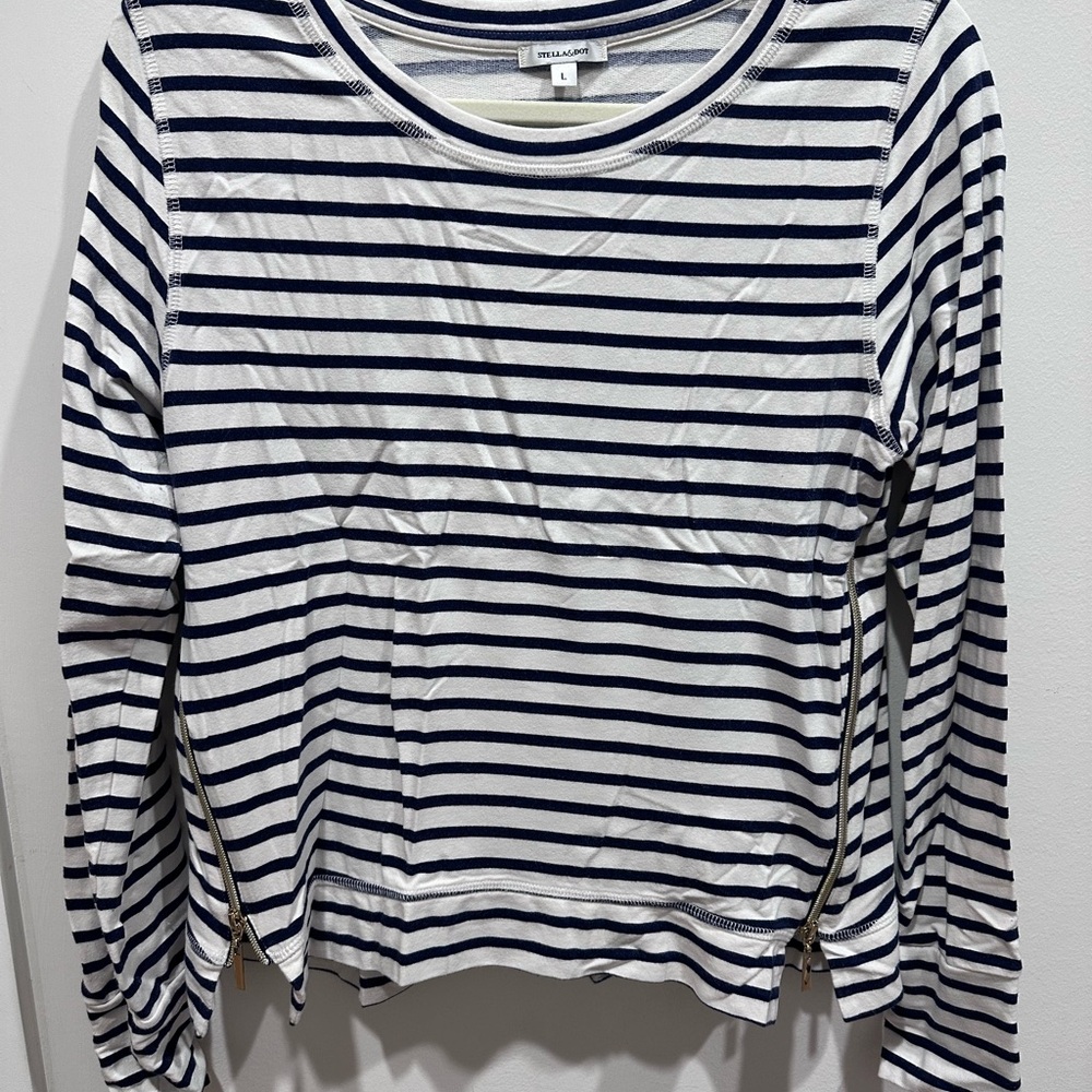 Nautical Navy and White Striped Long Sleeve Top